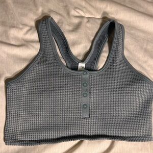 Aerie Gray Waffle Knit Top